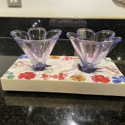 BROCANTE 2 Ice Cream Dessert Stemmed Tulip Shaped Purple Glass Coupes 7. 1 oz