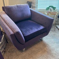 Purple suede single sofa