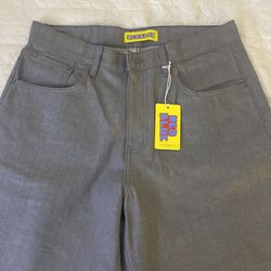 Neo Blue raw denim silver baggy jeans