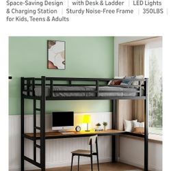 Loft Style Bed Frame With Desk
