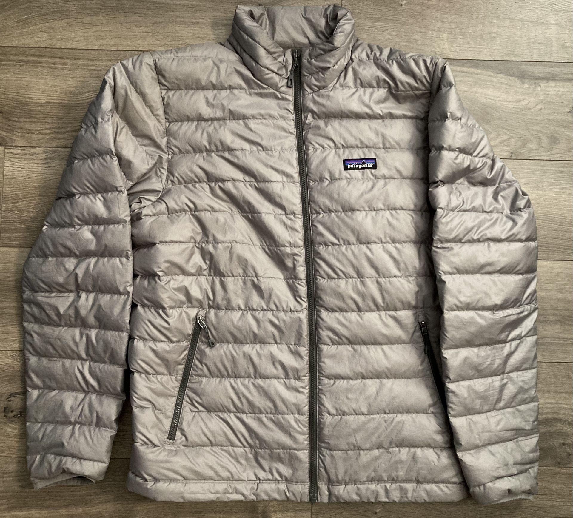 Patagonia Micro Puff Jacket Ultralight Full Zip Gray Silver Mens Medium Jacket