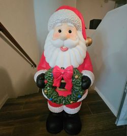 Blow Mold Santa Christmas Porch Greeter Light Up 35"