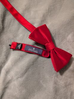 Stafford Red Satin Pre-Tied Bow Tie