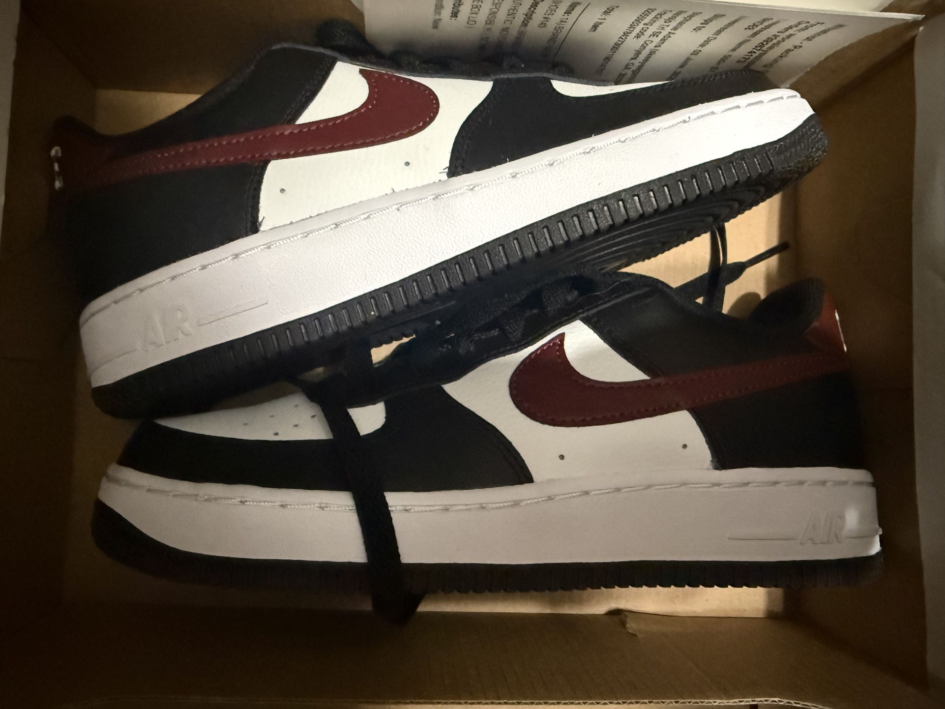 Black/white/burgundy 6.5 Y AF1 NEW