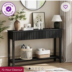 51.18" Console Table With 3 Drawers And Open Storage Shelf