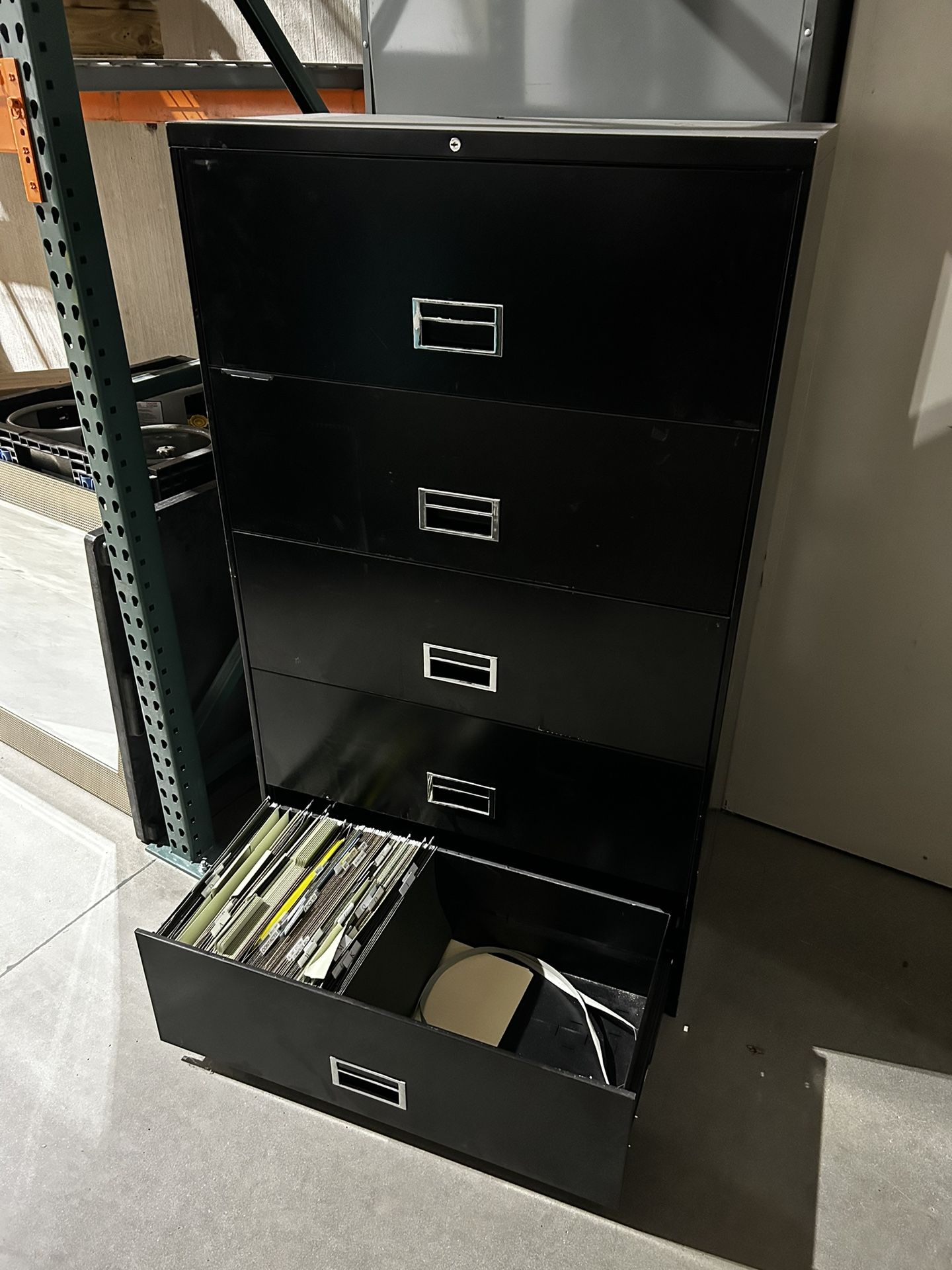 Wide Black File Cabinet 
