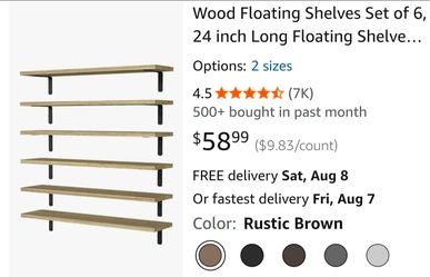 Wood Floating Shelves Set of 6, Shelves for Wall Decor