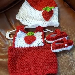 Strawberry Crochet Baby Outfit