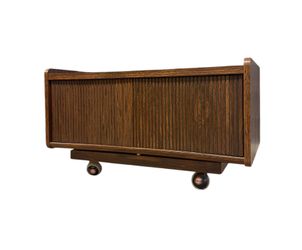 Vintage Mid Century Modern Mini TV Console or Cabinet on Casters