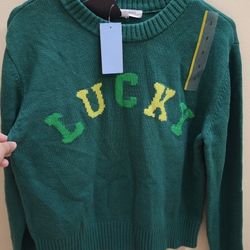 Women's St. Patrick's Day Lucky Shades of Green Graphic Sweater - Green