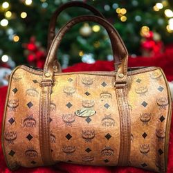 MCM Boston Shoulder Bag Leather Visetos Pattern 