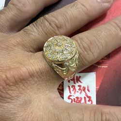 14K Solid Gold Ring CUBIC ZIRCONIUM STONES 13.3Gr Size 13