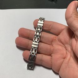 Mens Stainless Steel Diamond Accent Designer Bracelet
