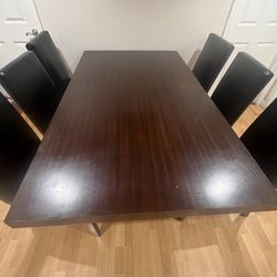 Dining Set - Table With Extension & Six Chairs - Good Condition 