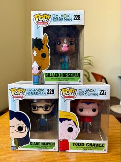 Funko pop Bundle BOJACK  HORSEMAN #228 + DIANE NGUYEN #229 & TODD CHAVEZ #232