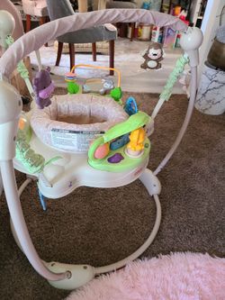 Baby bouncer, used, ficheros price, green/tan