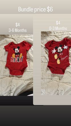 0-3 & 3-6M Mickey Mouse onsies
