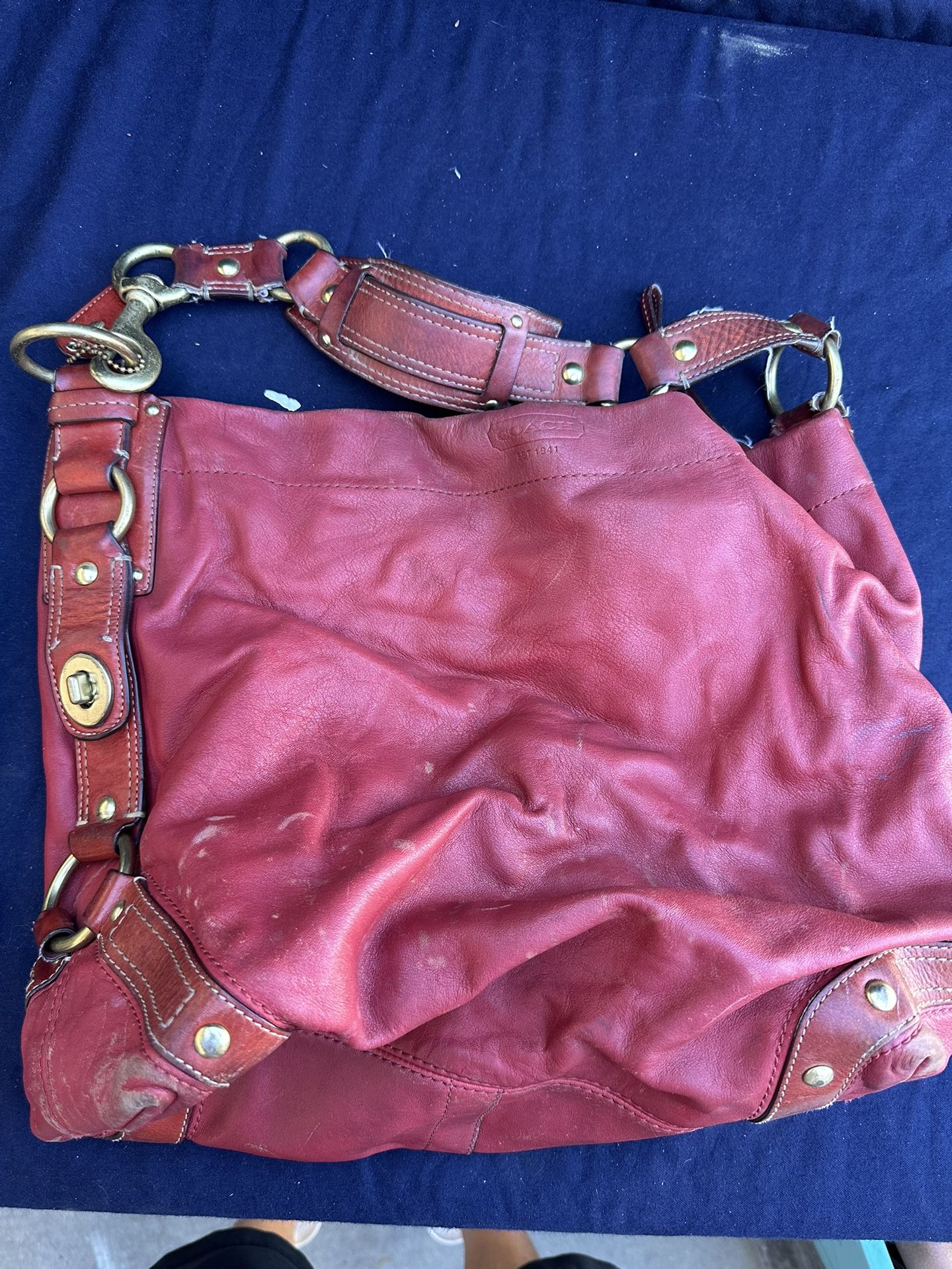 Coach Y2K Vintage 10616 Carly Red Leather Large Hobo Shoulder Bag 