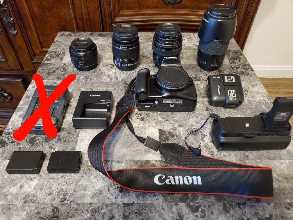 Canon Rebel T3, lenses, and accessories
