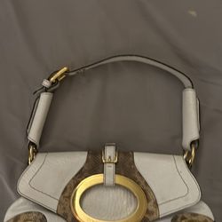 DOLCE&GABBANA Leather Shoulder Bag With metal fittings White With Snake Skin (USED)