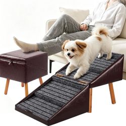 21.06”H Dog Ramp for High Bed,Faux Leather Dog Stairs for Beds
17.13" H 4-Step Faux Leather dog Stairs Dog Steps For Couch For Puppy Senior Injured Do