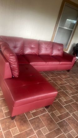 Leather couch.  $400.   Red color.