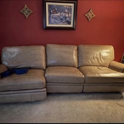 Brown Leather Reclining Couch And Big Comfy Chair