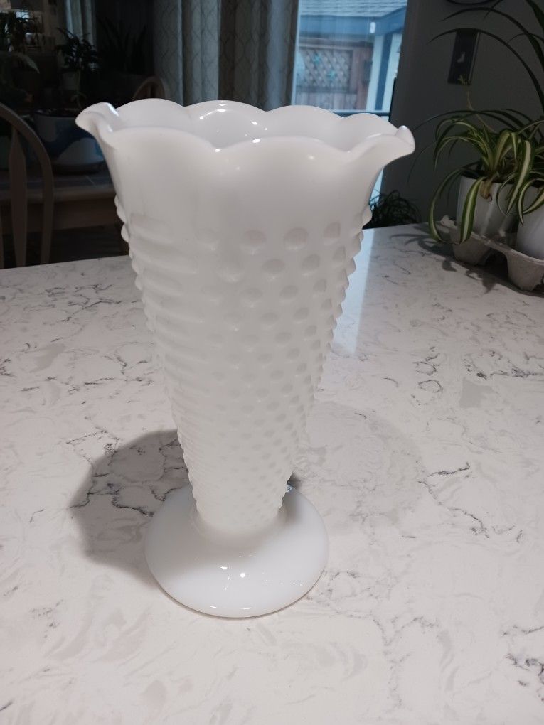 Vintage White Milk Glass Vase