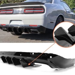 Fits 15-23 Dodge Challenger IKON V2 Style Rear Bumper Diffuser Gloss Black