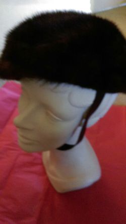 Dark brown vintage mink hat