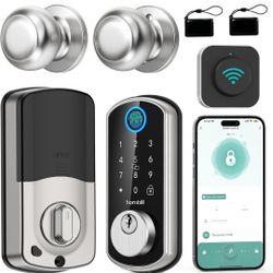 Smart WiFi Door Lock Set: Hornbill Silver Keyless Entry Door Lock Deadbolt with Handle Set