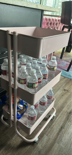 Pink 3-Tier Rolling Storage Cart