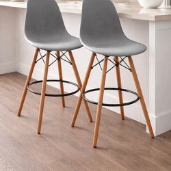 Modern Grey Bar Stools Set of Two
