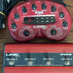 Line 6 POD PLUS FB4 Footswitch - Red With All Cables In New Condition