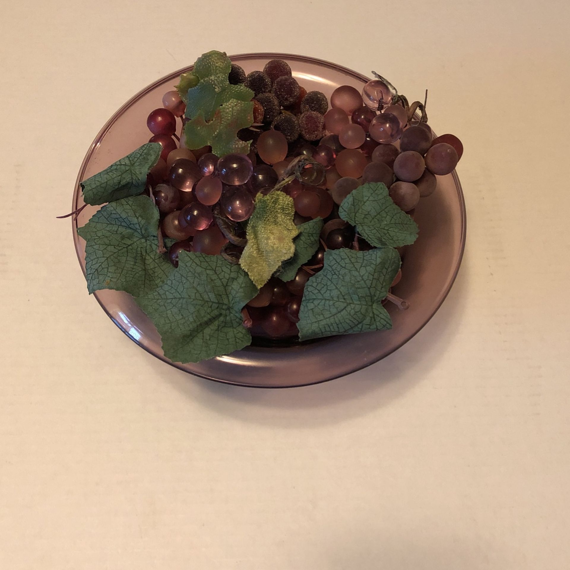 Vintage bowl of grapes made of Lucite flocked velvet 1950s 1960s