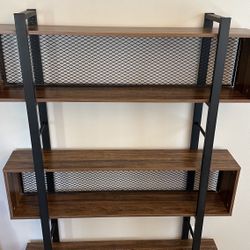 Modern Industrial Five Shelf Bookshelf