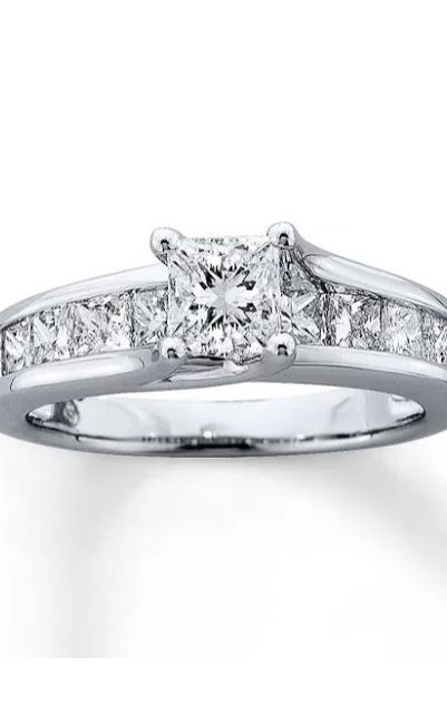 Certified 2ct princess cut channel set engagement ring set in platinum