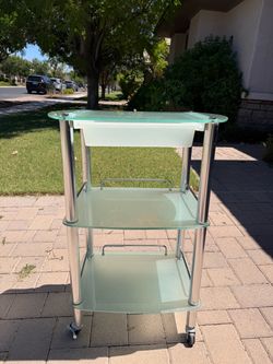 Professional Glass Salon/Spa Rolling Cart – 3 Tier + Pull-Out Tray