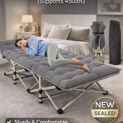 Heavy Duty Folding Guest Bed w/ Mattress (450lb Capacity) — Brand New! 