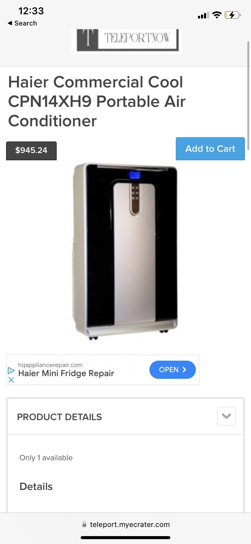 Haier portable Air Conditioning And Dehumidifier NEW!  