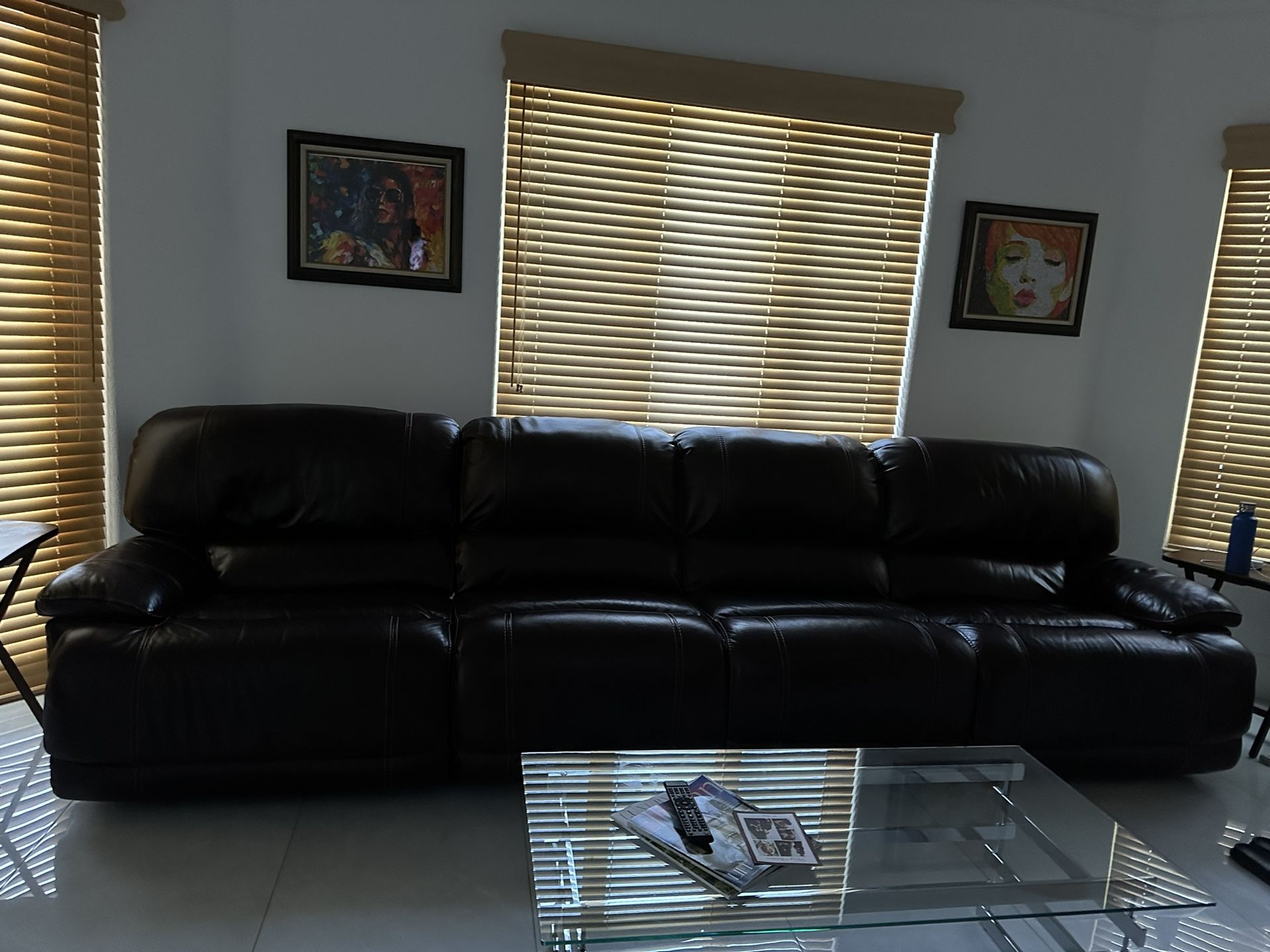 Set Of 3 Seats Leather couch Dark Chocolate Color