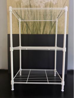 3-Tier White Metal Storage Shelf Organizer – Adjustable Wire Rack