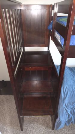 Wooden Twin Bunk Bed with built-in stairs and 4 drawers