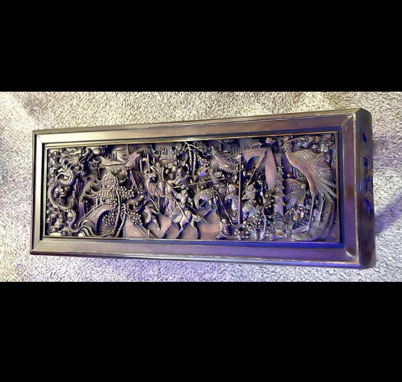 STUNNING Mid Century Hand Carved Oriental Coffee Table