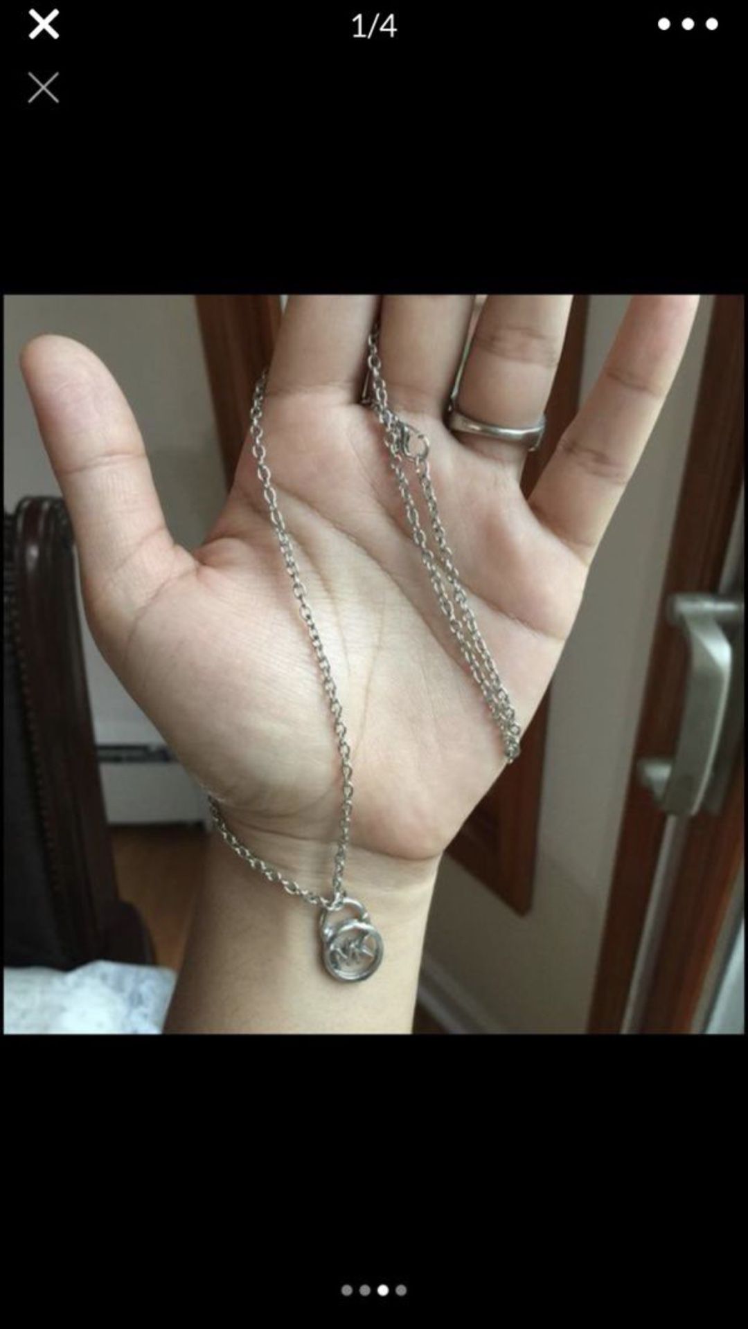 Mk Michael kors silver tone pendant necklace