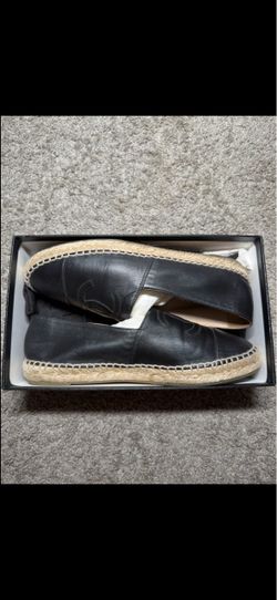 Chanel Black Leather Espadrilles