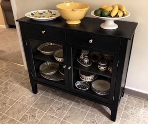 New Black 2-Drawer Storage Buffet Cabinet