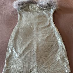Forever21 Sequin Fur Tube Dress XS New!