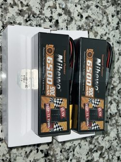 Nihewo 3S Lipo Battery 2Packs 11.1V RC Battery 6500mAh 90C Hard Case with TX Plug + Xt60Adapter Compatible with 1/8 1/10 RC Truck Car Vehicles Truggy