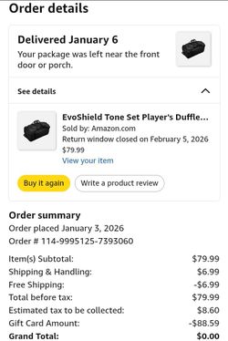 Baseball tone set player's duffle bag